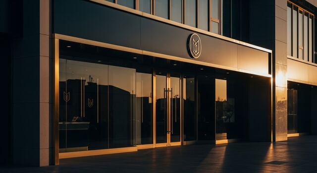 Premium franchise storefront at golden hour